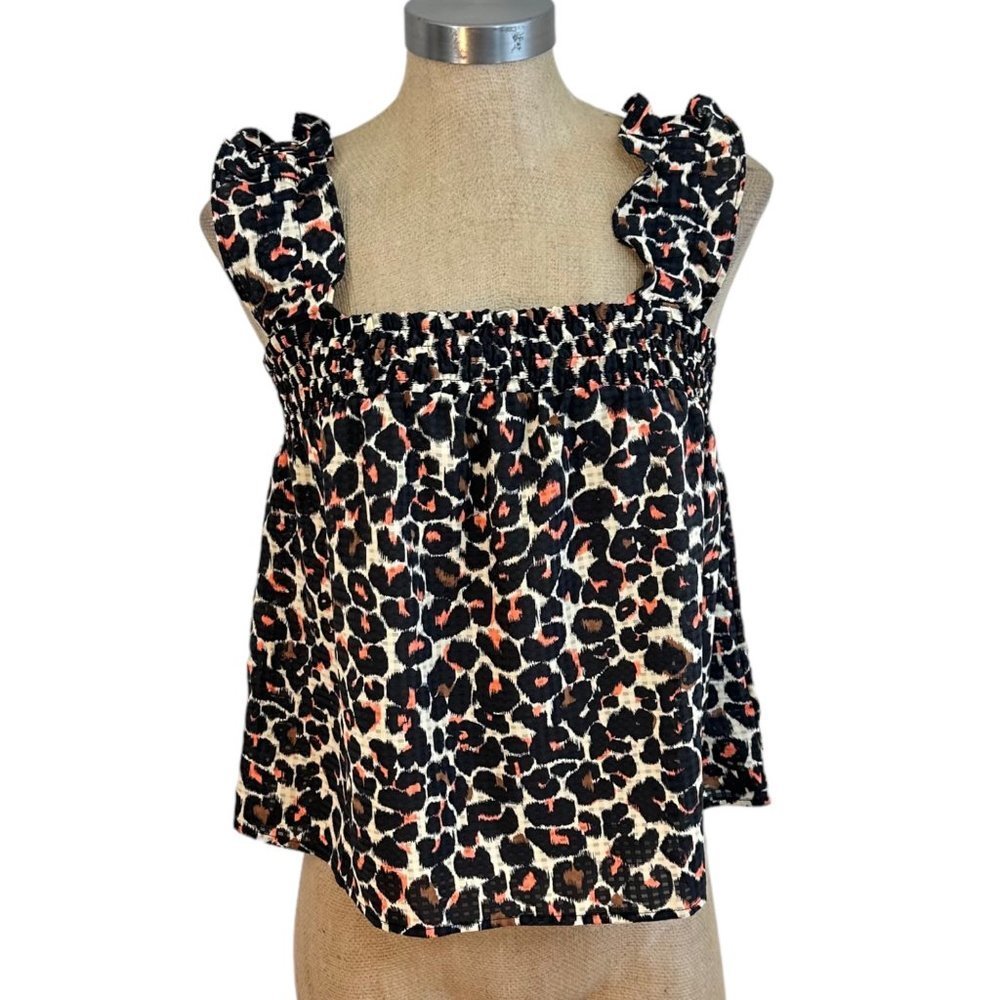 Who What Wear Sketch Leopard Sleeveless Top XS